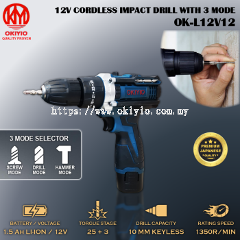 OKIYIO IMPACT CORDLESS DRILL 12V