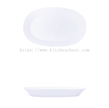 YGB-12'' -embossed-fish-plate-月光白12-浮雕棱纹鱼盘