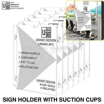 Acrylic Window Sign Holder Supplier | Suction-Cup Glass Display Frame A4 A5 A6, Bulk (Pemegang Tanda Tingkap, Factory Direct)