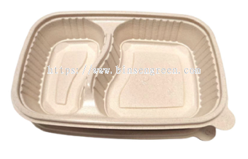 Binsen Green 700ml Rice Husk with 2 Compartment Bento Box (GQH-219)
