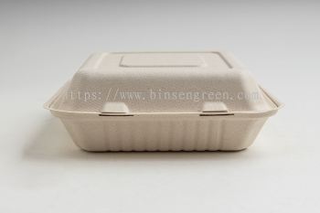 9 Inch 3 Compartment Clamshell Bento Container 100% Plant Fibre Series