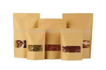 BROWN CRAFT PAPER BAG 180mm*250mm+40mm STAND POUCH WITH ZIP