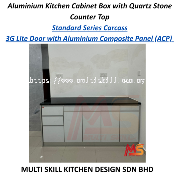 Aluminium Kitchen Cabinet Box with Quartz Stone Countertop