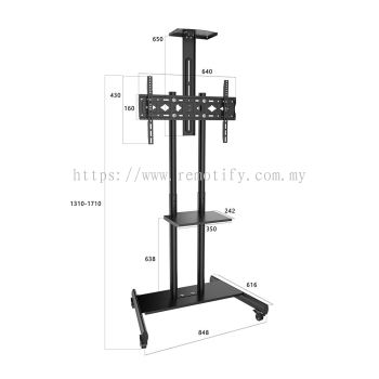 Y610 移动电视推车支架 适用于32"-65"电视  万向滚轮设计  VESA 600x400mm  承重50kg