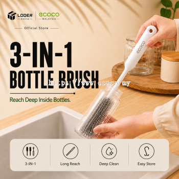 LODER ECOCO 3 In 1 Bottle Brush Cup Brush Straw Brush Water Bottle Cleaning Brush Set