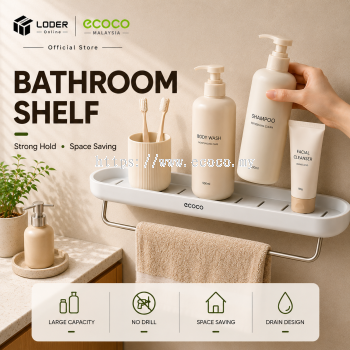 LODER ECOCO Bathroom Storage Rack Shelf Toilet Wall  Storage Free Perforated Wall-mounted Toilet Shower Storage Organizer