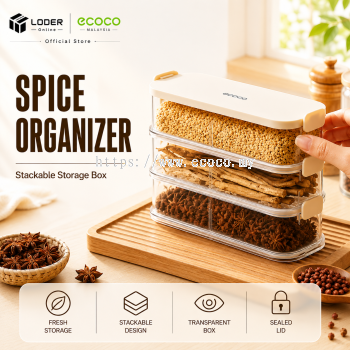 LODER ECOCO Spice Organizer Food Storage Container Seasoning Box Kitchen Storage Box Airtight Container