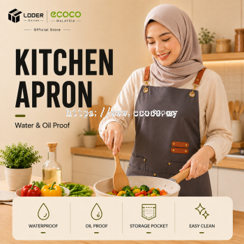 LODER ECOCO Kitchen Apron Waterproof Oil Proof Cooking Apron Adjustable Apron with Pocket Stain Resistant