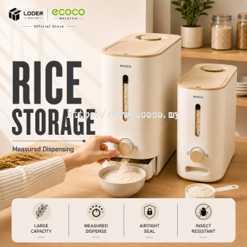 LODER ECOCO Rice Storage Container Airtight Rice Dispenser Rice Bucket Grain Food Storage Container