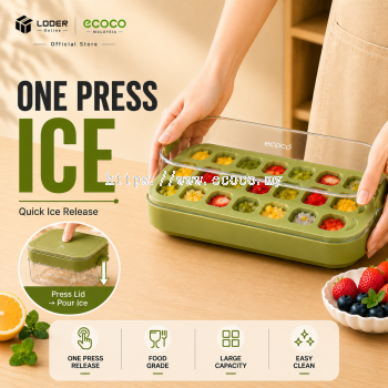 LODER ECOCO One Press Ice Tray Quick Release Ice Cube Maker Ice Box with Lid Food Grade Ice Mold