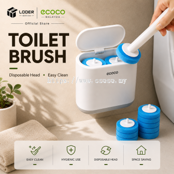 LODER ECOCO Wall-Mounted Disposable Toilet Brush Set 360 No-Dead Corner Replacement Brush head