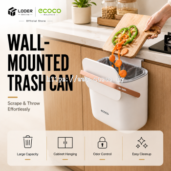 LODER ECOCO Wall Mounted Trash Can Kitchen Hanging Dustbin Cabinet Door Garbage Bin 10L Countertop