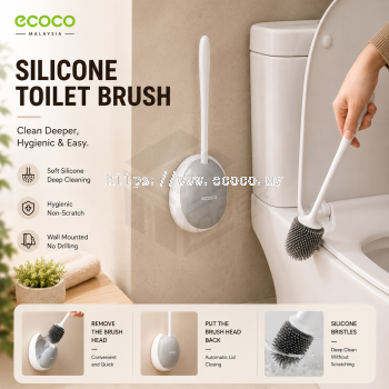LODER ECOCO Silicone Toilet Brush Wall Mounted Soft Bristle Bathroom Cleaning Brush Quick Dry Holder