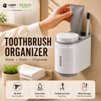 LODER ECOCO Toothbrush Holder Wall Mounted Toothbrush Organizer Toothbrush Cup No Drill Bathroom Organizer