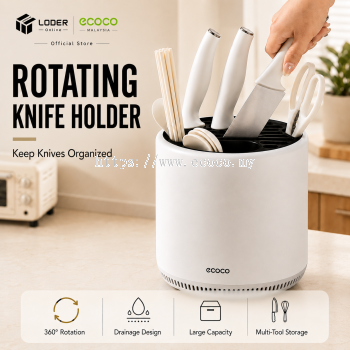 LODER ECOCO Rotating Knife Holder 360° Knife Block Cutlery Utensil Organizer Ventilated Drainage Rack