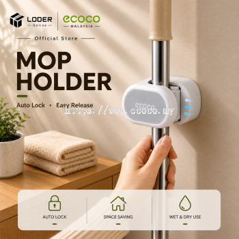 LODER ECOCO Wall Mount Mop Broom Holder Wall Mounted Household Adhesive Storage Broom Hanger Mop Hook Bathroom Organizer