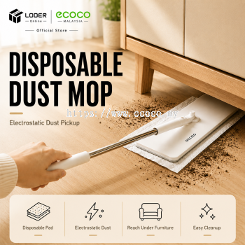 LODER ECOCO Disposable Dust Mop Electrostatic Dry Wipe Hair Dust Floor Sweeper Flat Floor Cleaner