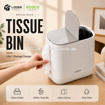 LODER ECOCO Hidden Bag Press Top Trash Bin Covered Waste Bin Desktop Dustbin Bathroom Bedroom Odor Control Bin