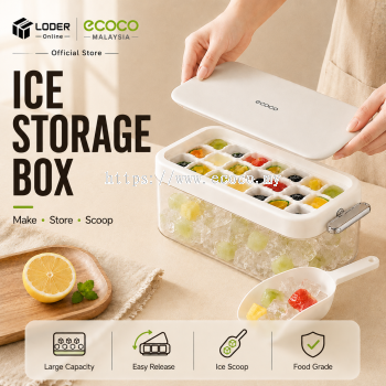 LODER ECOCO Ice Storage Box Ice Cube Tray with Lid Ice Container Press Release Ice Maker Box