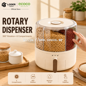 LODER ECOCO 360° Rice Dispenser Grain Dispenser Dry Food Storage Container Cereal Bean Kitchen Container
