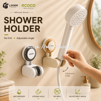 LODER ECOCO Adjustable Shower Head Holder Wall Mounted Suction Shower Bracket No Drill Bathroom Rack