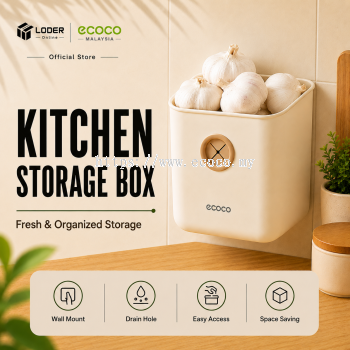 LODER ECOCO Wall Mounted Kitchen Storage Box Drain Hole Garlic Ginger Vegetable Organizer