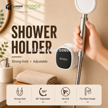 LODER ECOCO Shower Head Holder Adjustable Shower Bracket Wall Mount Suction Cup No Drill Bathroom Holder