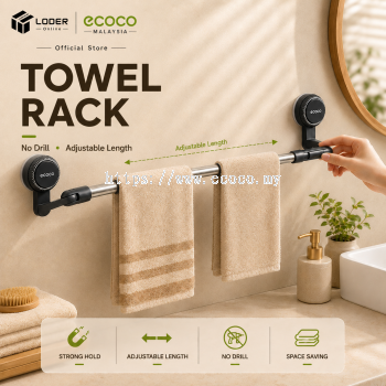 LODER ECOCO Foldable Towel Rack Wall Mounted Towel Holder No Drill Bathroom Kitchen Towel Bar Rack