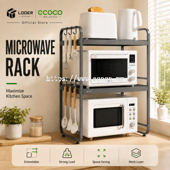 LODER ECOCO Adjustable Microwave Oven Rack Kitchen Countertop Storage Shelf Spice Organizer Rack