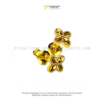 E00104 : Four Petal Flower Earrings  916 (wt 1g)