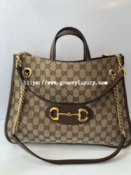 Preloved Excellent Gucci Beige GG Canvas Horsebit Tote GHW SBO260604-02