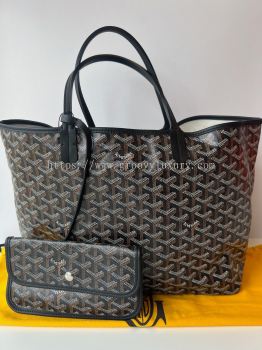 Preloved Like New Goyard Saint Louis PM Shoulder Tote in Black with minor stain S260612-03