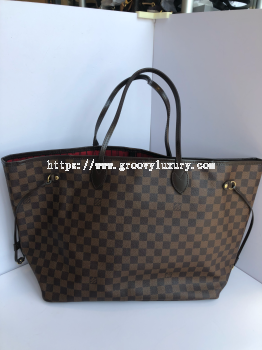 Preloved Excellent Louis Vuitton Neverfull GM Damier Ebene Tote Bag without pouch
