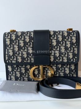 Preloved Like New Dior 30 Montaigne bag Blue Oblique Jacquard GHW (2021) S260421-07