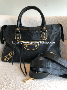 Preloved Excellent Balenciaga City S Black Leather GHW with signs of usage S260618-02