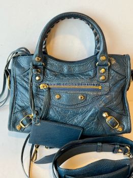 Preloved Excellent Balenciaga Mini City Navy Bag GHW S251023-01