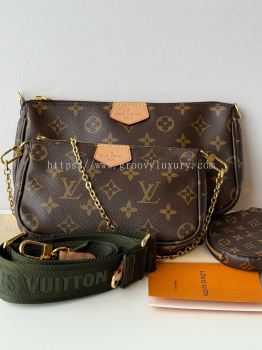 Preloved Excellent LV Multi Pochette Monogram with Green Strap S260310-09