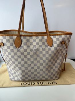 Preloved Excellent  LV Neverfull MM Tote Damier Azur Canvas with minor interior stain C260629-04