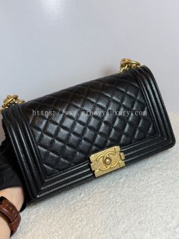 Preloved Like New Chanel Black Caviar LeBoy Medium GHW S260301-04