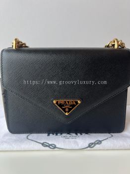Preloved Like New Prada Saffiano Leather Envelope Chain Bag GHW SBO260705-07