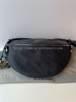 Preloved Excellent Balenciaga Belt Bag Black Monogram Canvas SBO260705-03