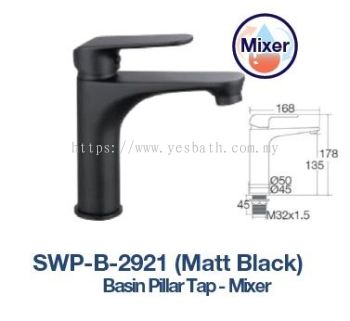 SWP-B-2921  Basin Pillar Tap - Brass  Mixer MATT BLACK