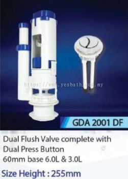 GDA 2001 DF 60MM  DUAL FLUSH VALVE COMPLETE WITH DUAL PRESS BUTTON