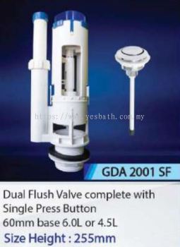 GDA 2001 SF 60MM  DUAL FLUSH VALVE COMPLETE WITH SINGLE PRESS BUTTON