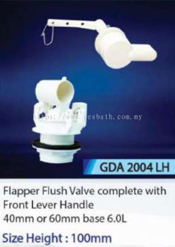 GDA 2004 LH 40MM FLAPPER FLUSH VALVE COMPLETE WITH FRONT LEVER HANDLE