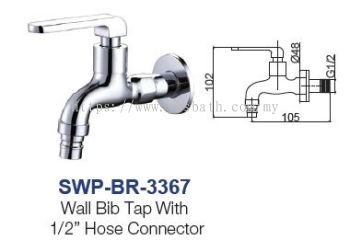 SWP-BR-3367  Wall Bib Tap With Hose Connector - brass