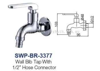 SWP-BR-3377  Wall Bib Tap With Hose Connector - brass
