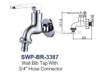 SWP-BR-3387  Wall Bib Tap With Hose Connector - brass