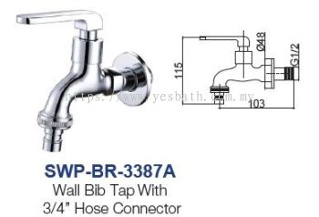 SWP-BR-3387A  Wall Bib Tap With Hose Connector - brass