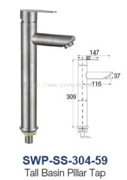 SWP-SS-304-59 Tall Basin Pillar Tap - SUS304